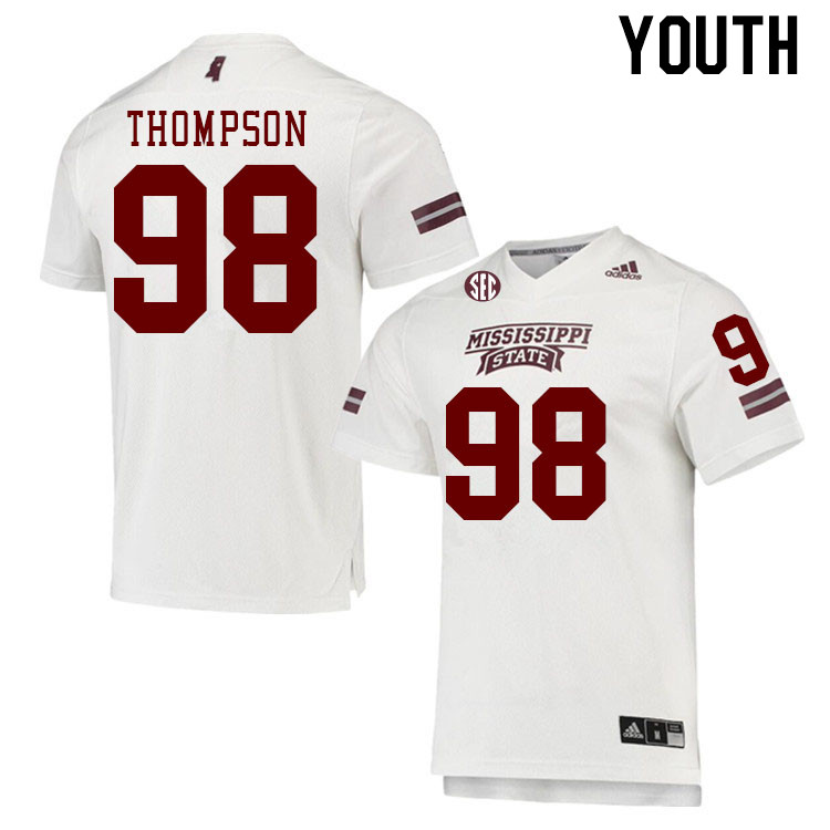 Youth #98 Dayvionte Thompson Mississippi State Bulldogs College Football Jerseys Stitched Sale-White